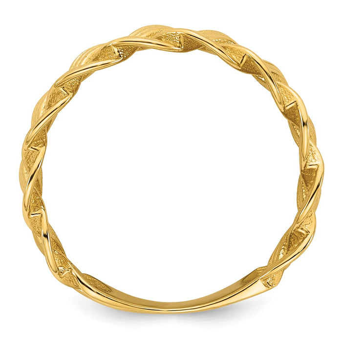 High-Quality 14K Gold Polished Fancy Braided Ring - Size 7, Stylish Value!-2