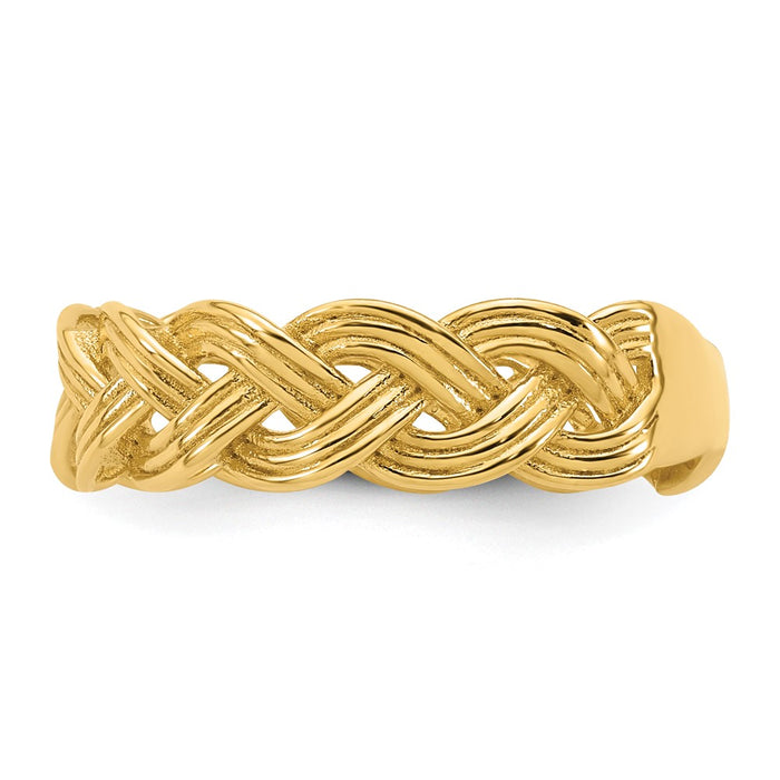 High-Quality 14K Gold Polished Fancy Braided Ring - Size 7, Stylish Value!-3