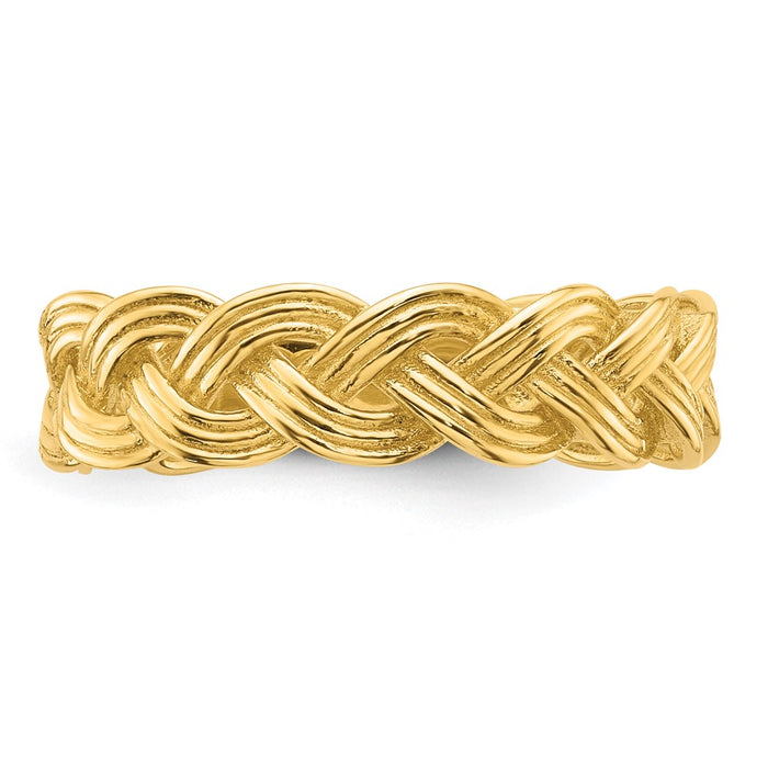 High-Quality 14K Gold Polished Fancy Braided Ring - Size 7, Stylish Value!-4