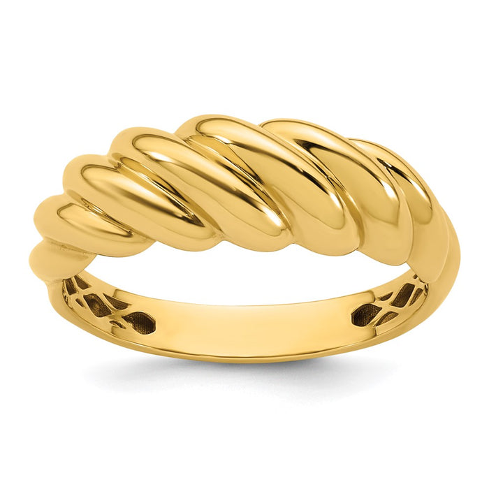 Shop Stylish 14K Polished Twisted Dome Ring - Size 7 | Affordable Luxury-1