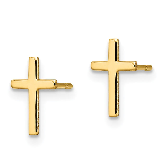 Buy 14K Gold Polished Cross Earrings - Stylish & Affordable Jewelry Gift-2