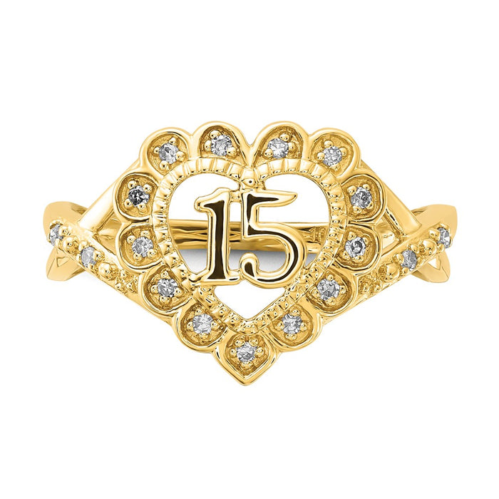 Shop Exclusive 10K Yellow Gold Heart Ring with Diamonds - Affordable Luxury Gift-4