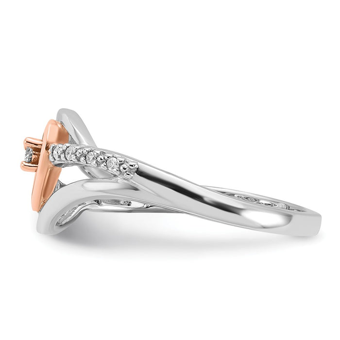 Exclusive Polished Diamond Heart Ring in Sterling Silver & 10K Rose Gold-3