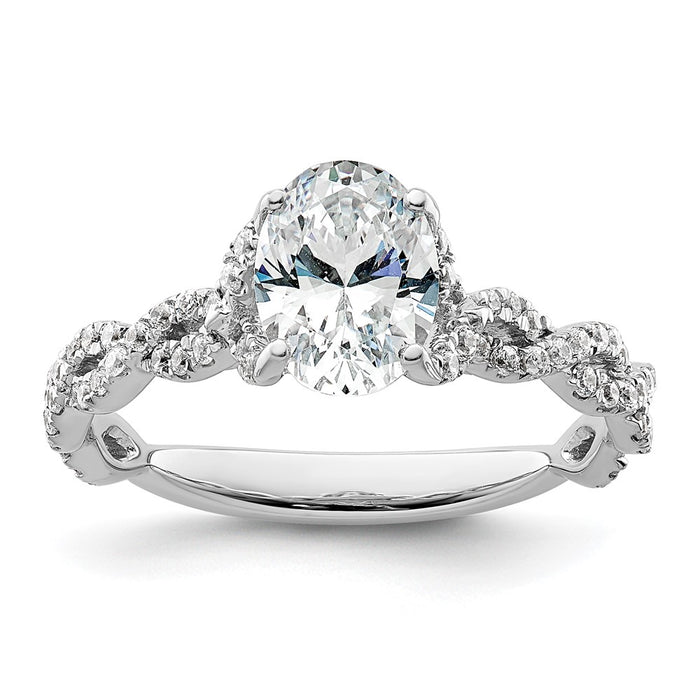 Buy 14K White Gold Criss-Cross Oval Diamond Semi-Mount Ring | Stylish Design-1