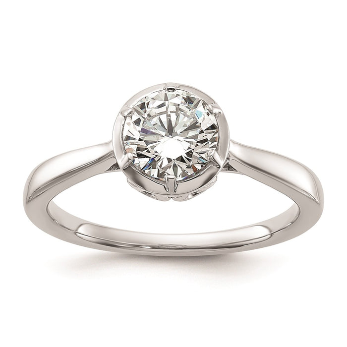 High-Quality 14K White Gold Round Bezel Set Solitaire Engagement Ring - Stylish Value-1