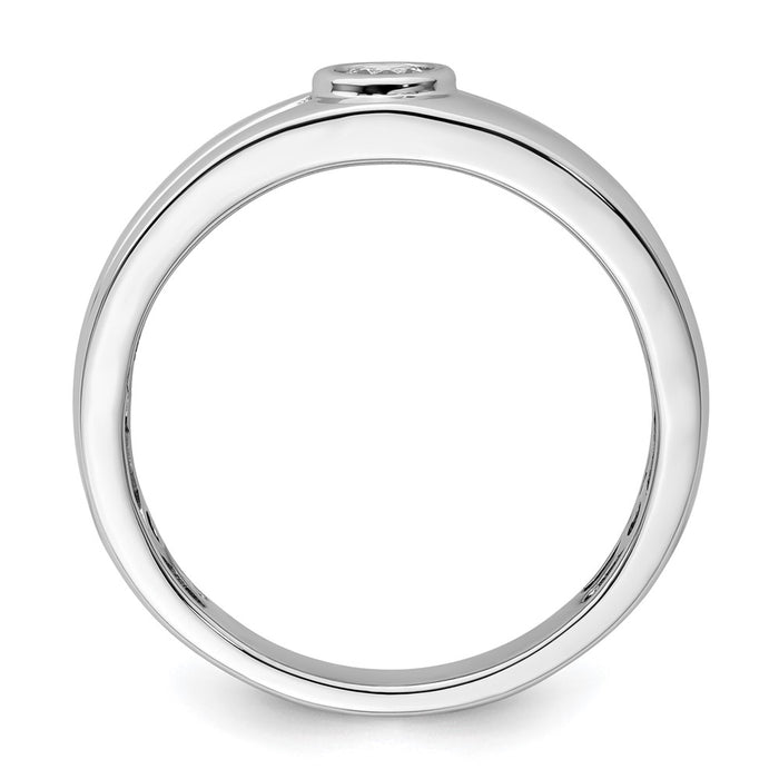 Buy Stylish 14K White Gold Men's Wedding Band - 8mm with Diamond Accents-2