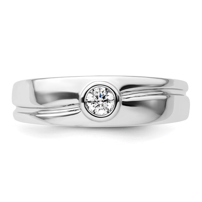 Buy Stylish 14K White Gold Men's Wedding Band - 8mm with Diamond Accents-4