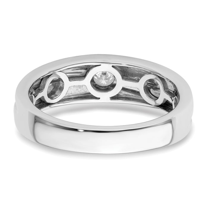 Buy Stylish 14K White Gold Men's Wedding Band - 8mm with Diamond Accents-5