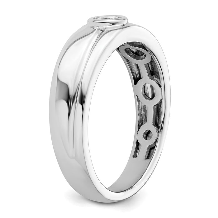 Buy Stylish 14K White Gold Men's Wedding Band - 8mm with Diamond Accents-6