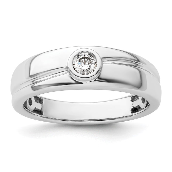 Buy Stylish 14K White Gold Men's Wedding Band - 8mm with Diamond Accents-1