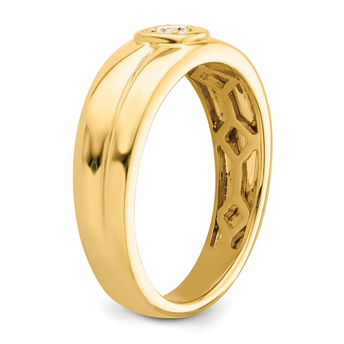 High-Quality 14K Grooved Men's Wedding Band with Diamond Accents - Stylish Value!-6