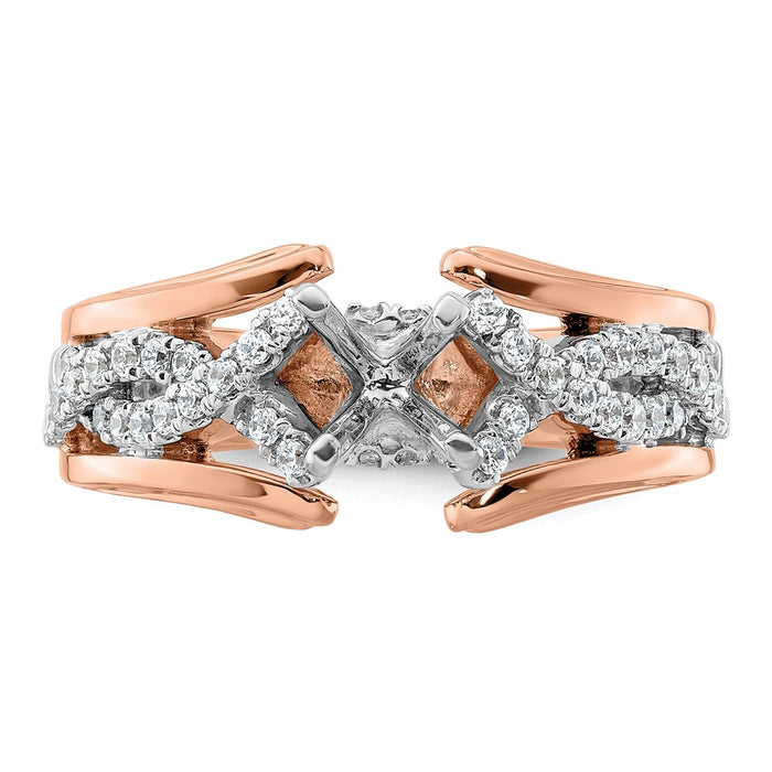 Buy Exclusive 14K Two-Tone Twisted Diamond Semi-Mount Ring - Stylish Design-4