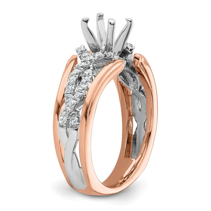 Buy Exclusive 14K Two-Tone Twisted Diamond Semi-Mount Ring - Stylish Design-6