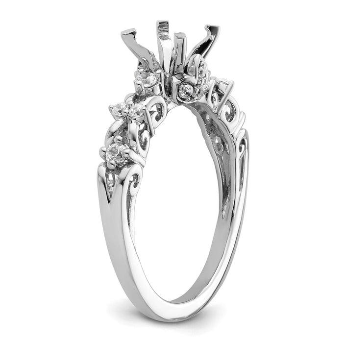 Exclusive 14K White Gold Diamond Semi-Mount Engagement Ring - Stylish Design-6