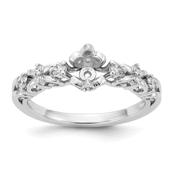 Exclusive 14K White Gold Diamond Semi-Mount Engagement Ring - Stylish Design-1