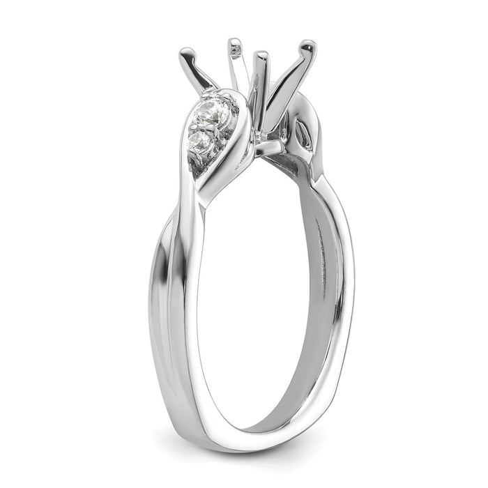 Buy Stylish 14K White Gold Twisted Engagement Ring with Diamond Setting, 1.5g-6