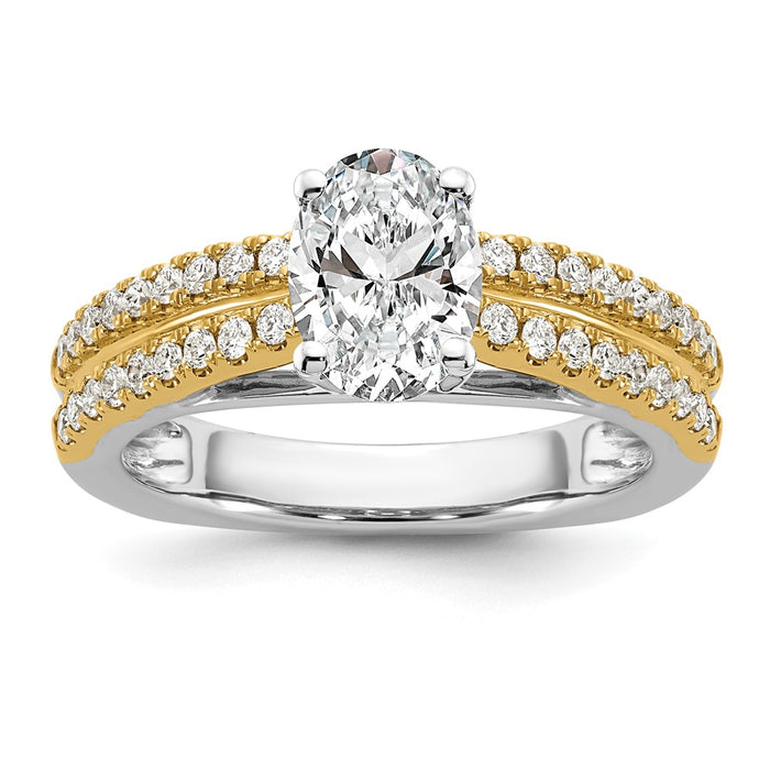 High-Quality 14K Two-Tone Diamond Semi-Mount Engagement Ring | Stylish Design-7