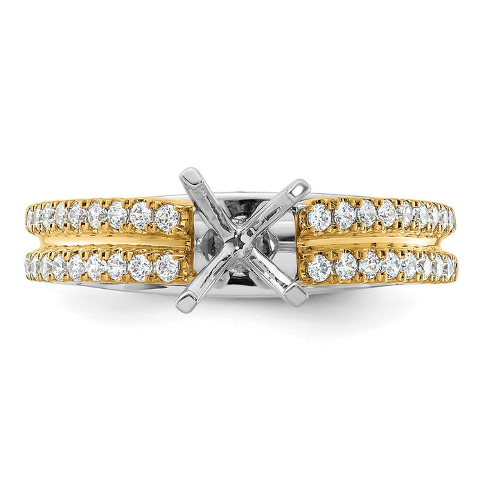 High-Quality 14K Two-Tone Diamond Semi-Mount Engagement Ring | Stylish Design-4