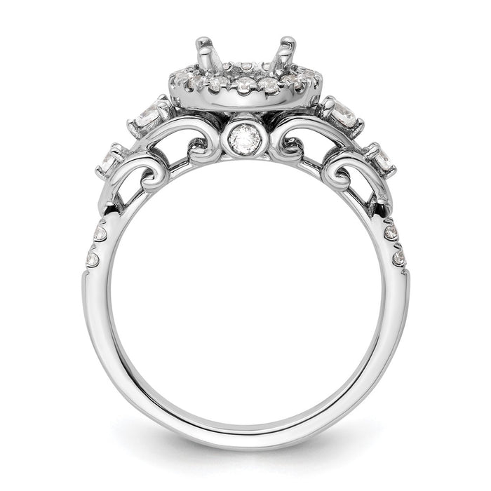 High-Quality 14K White Gold Round Halo Diamond Semi-Mount Engagement Ring-2