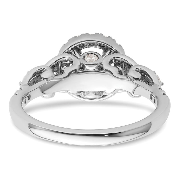 High-Quality 14K White Gold Round Halo Diamond Semi-Mount Engagement Ring-5