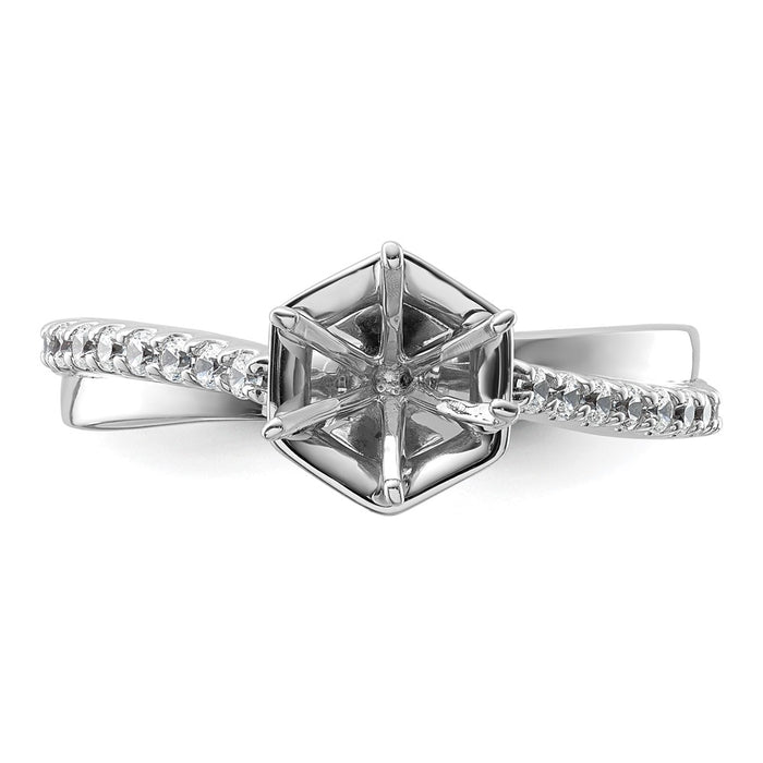Buy Exclusive 14K White Gold Hexagon Semi-Mount Engagement Ring - Stylish!-4