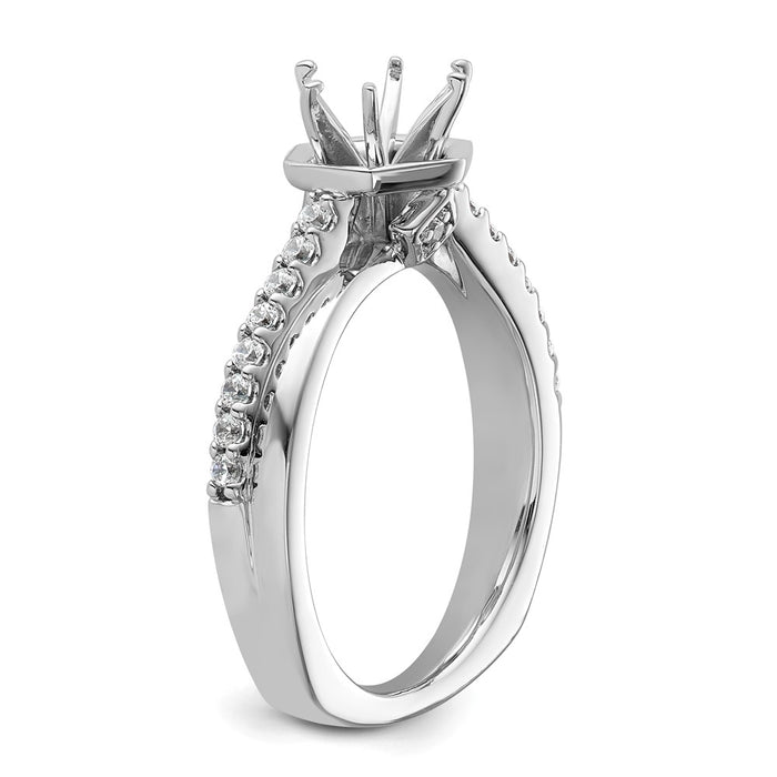 Buy Exclusive 14K White Gold Hexagon Semi-Mount Engagement Ring - Stylish!-6