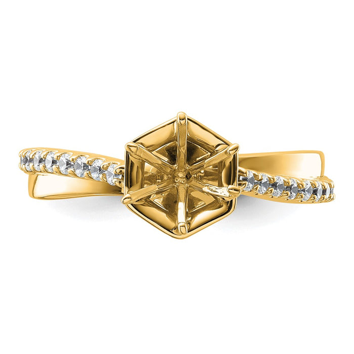 High-Quality 14K Gold Hexagon Engagement Ring | Stylish Diamond Peg Setting-4