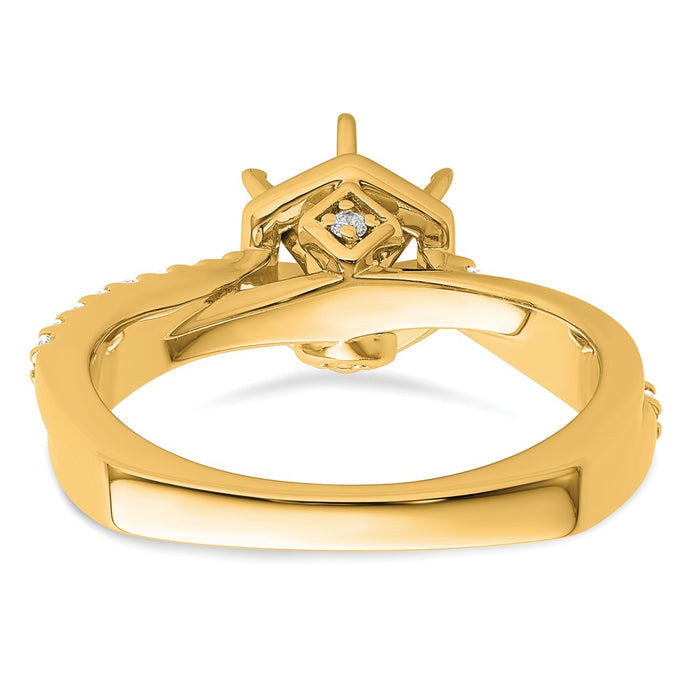 High-Quality 14K Gold Hexagon Engagement Ring | Stylish Diamond Peg Setting-5