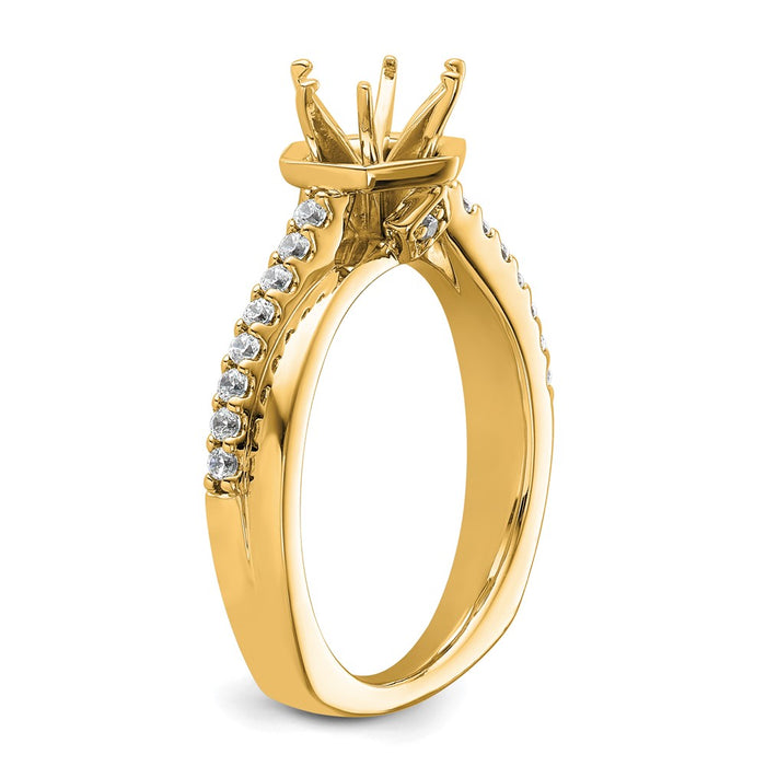 High-Quality 14K Gold Hexagon Engagement Ring | Stylish Diamond Peg Setting-6