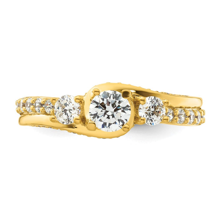 Buy 14K Gold Three Stone Diamond Semi-Mount Ring - Stylish & Affordable!-4