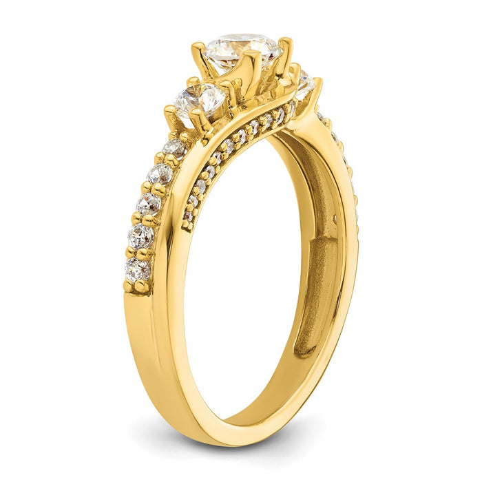 Buy 14K Gold Three Stone Diamond Semi-Mount Ring - Stylish & Affordable!-6