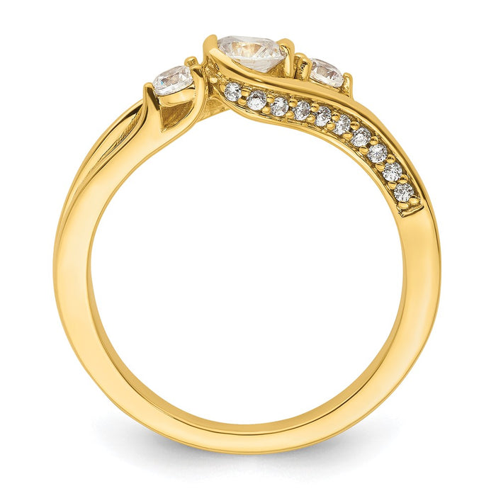 High-Quality 14K Gold Three Stone Diamond Semi-Mount Engagement Ring, Stylish Value-2
