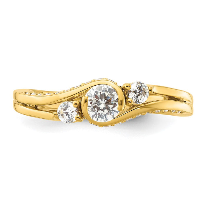 High-Quality 14K Gold Three Stone Diamond Semi-Mount Engagement Ring, Stylish Value-4