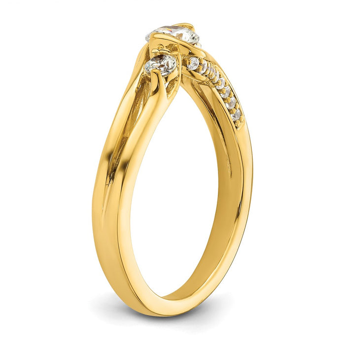 High-Quality 14K Gold Three Stone Diamond Semi-Mount Engagement Ring, Stylish Value-6