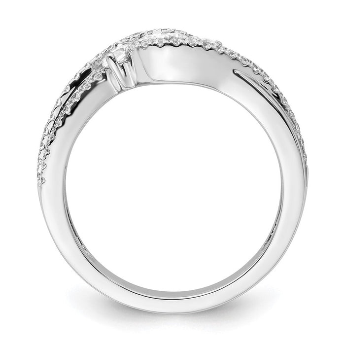 Exclusive 14K White Gold Three-Stone Bypass Engagement Ring | Stylish Diamonds-2
