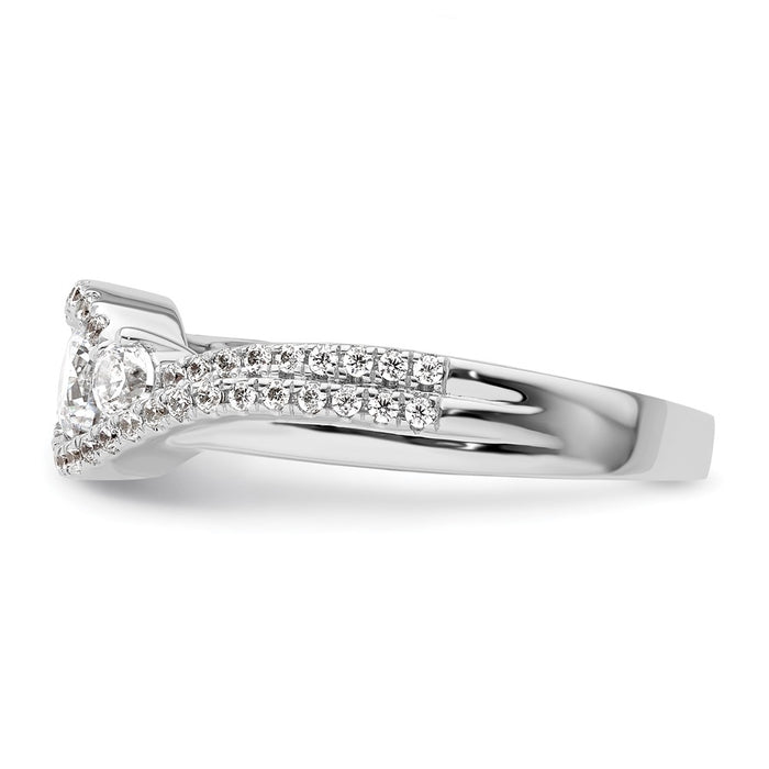 Exclusive 14K White Gold Three-Stone Bypass Engagement Ring | Stylish Diamonds-3