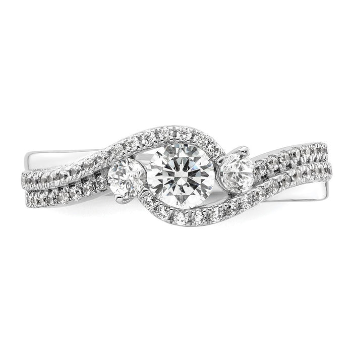 Exclusive 14K White Gold Three-Stone Bypass Engagement Ring | Stylish Diamonds-4