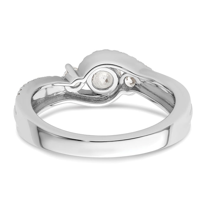 Exclusive 14K White Gold Three-Stone Bypass Engagement Ring | Stylish Diamonds-5