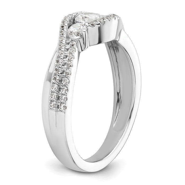 Exclusive 14K White Gold Three-Stone Bypass Engagement Ring | Stylish Diamonds-6