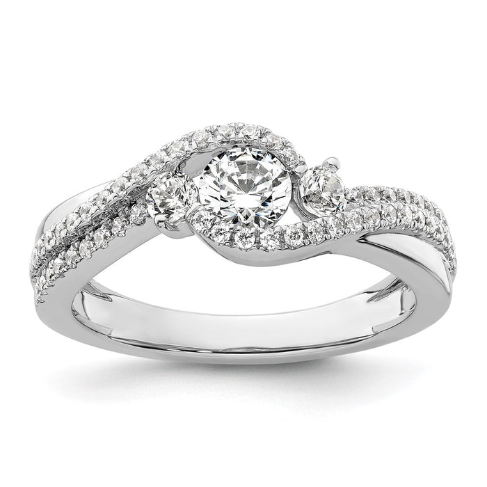 Exclusive 14K White Gold Three-Stone Bypass Engagement Ring | Stylish Diamonds-1
