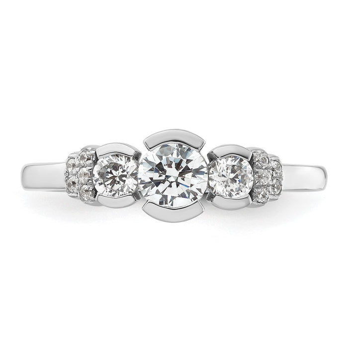 Buy Stylish 14K White Gold Three-Stone Engagement Ring with Bezel Diamonds-4