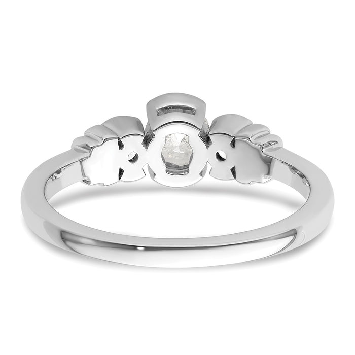 Buy Stylish 14K White Gold Three-Stone Engagement Ring with Bezel Diamonds-5