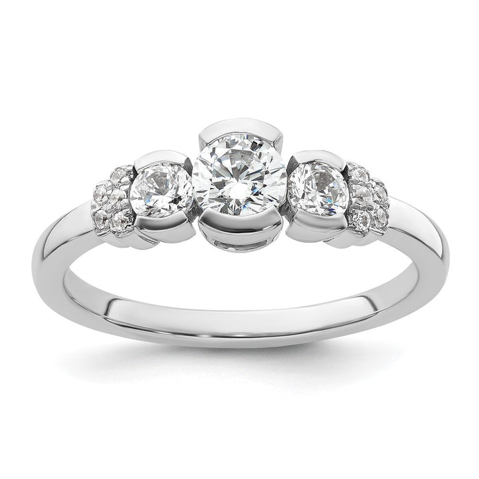 Buy Stylish 14K White Gold Three-Stone Engagement Ring with Bezel Diamonds-1