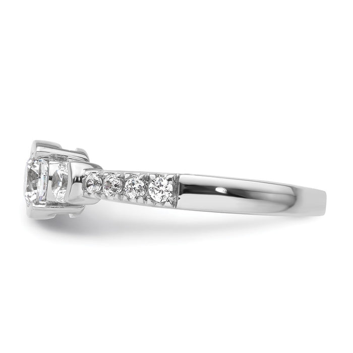 Buy Stylish 14K White Gold Three-Stone Bezel Diamond Engagement Ring-3