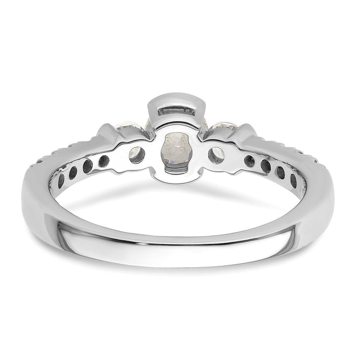 Buy Stylish 14K White Gold Three-Stone Bezel Diamond Engagement Ring-5