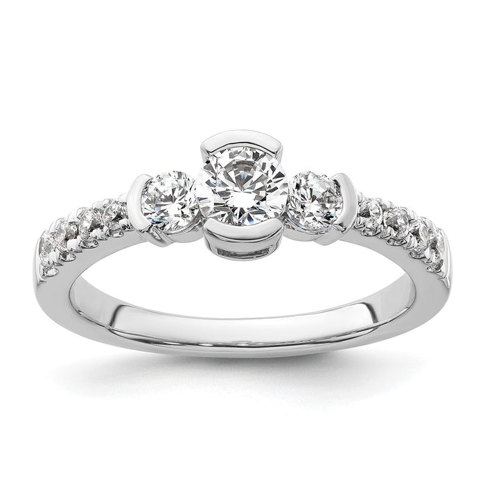 Buy Stylish 14K White Gold Three-Stone Bezel Diamond Engagement Ring-1