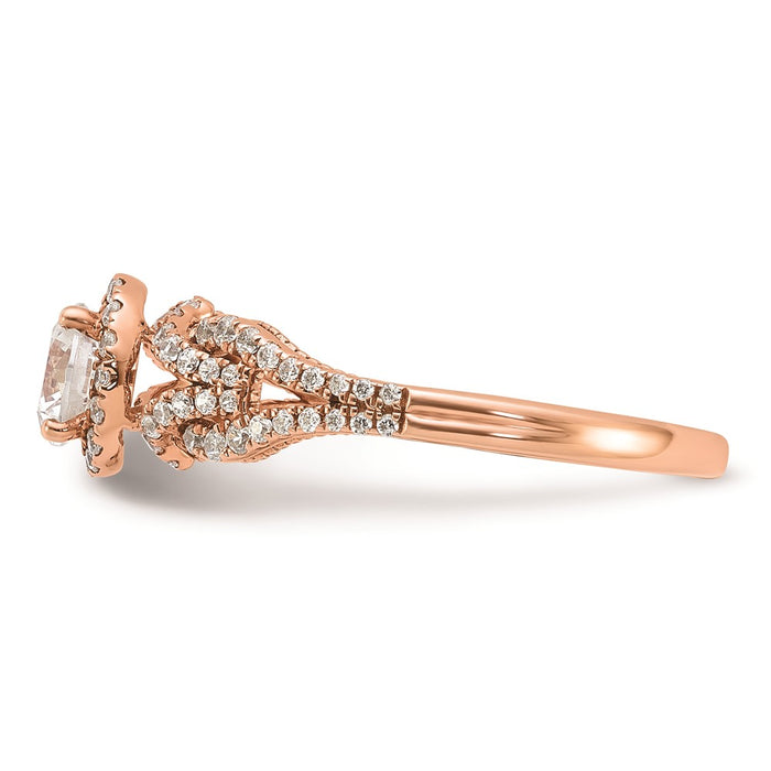 High-Quality 14K Rose Gold Round Halo Diamond Semi-Mount Ring - Affordable Elegance-3