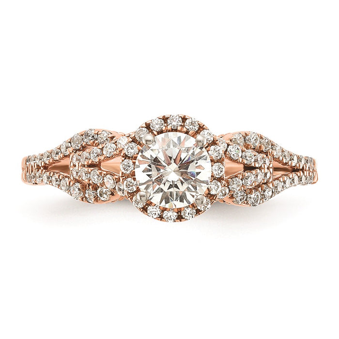 High-Quality 14K Rose Gold Round Halo Diamond Semi-Mount Ring - Affordable Elegance-4