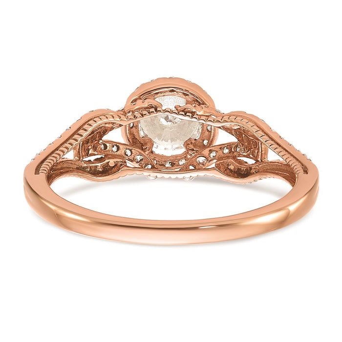 High-Quality 14K Rose Gold Round Halo Diamond Semi-Mount Ring - Affordable Elegance-5