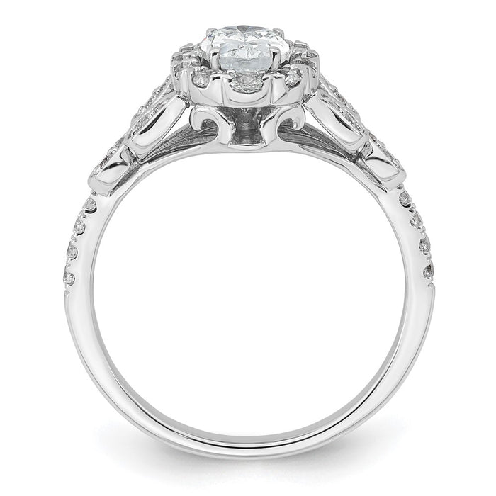Buy 14K White Gold Vintage Oval Halo Diamond Setting - Stylish & Affordable!-2